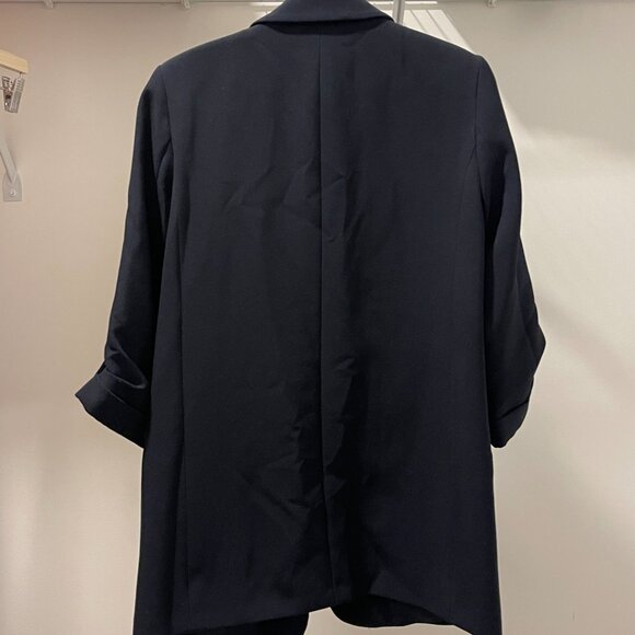 ZARA Basic Blazer with Rolled up Sleeves - Size M - Navy - Picture 2 of 5